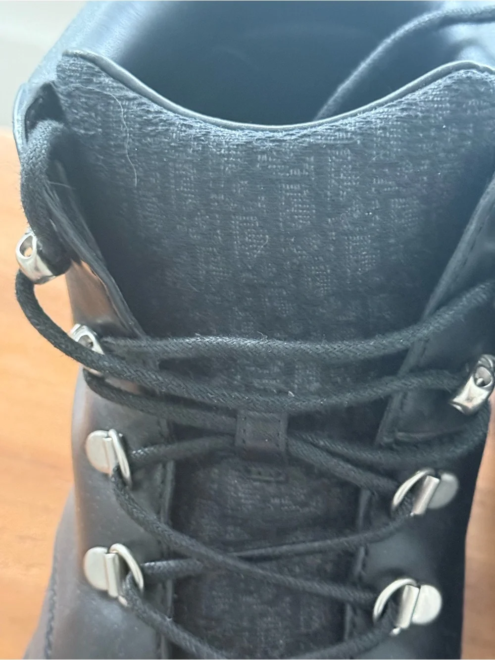Dior Men's Black Leather Hiker Boots with Steel Hardware